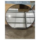 24"DIA Round Mirror with Black Metal Frame x 2