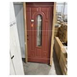 36" x 80" RH 1-Lite Steel Ext Door in Red Bluff