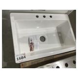 33" x 22" Drop-in Fireclay Single Sink in White