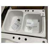 33" x 22" Drop-In Double Bowl Composite Sink-White