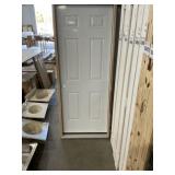 32" x 80" 6-Panel RH Steel Exterior Door in White
