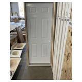 32" x 80" 6-Panel LH Steel Exterior Door in White
