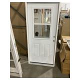 36" x 80" LH 1/2 View Steel Exterior Door in White