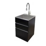 Black Laundry Cabinet w Sink and Faucet