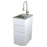 White Laundry Cabinet w Sink and Faucet