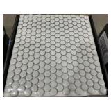 12" x 12" Gray Glossy Penny Round Mosaic Tile x 32