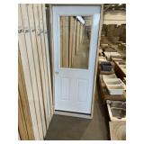 32" x 80" RH Steel 1/2 Lite Exterior Door in White
