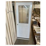32" x 80" RH Steel 1/2 Lite Exterior Door in White