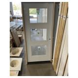36" x 80" LH 3-Lite Steel Ext. Door in White
