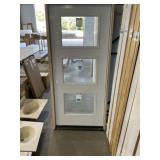 36" x 80" RH 3-Lite Steel Ext. Door in White