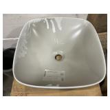 16" Round Edge Square Sink Vessel in Gray