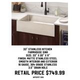 33" Stainless Kitchen Farmhouse Sink