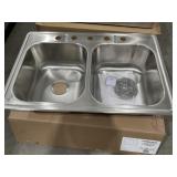 33" x 22" Stainless Steel Drop-In Dbl Bowl Sink