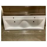 57" White Double Bowl Sink Top