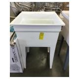 White Utility Sink Tub with Pullout Sprayer