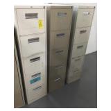3 Filing Cabinets One $