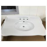 Porcher white wall mount sink with 2 legs