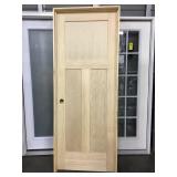 30" RH Three Panel Clear Pine Door