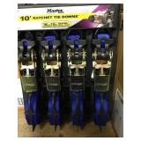10 ft ratchet tie downs. 300 lbs. 4 per pack.