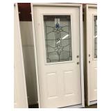 36" LH Fiberglass Half lite door w/blk patina