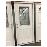 36' RH Fiberglass Half lite door w/black patina