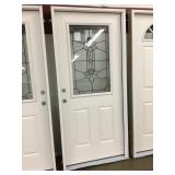 36" RH Fiberglass Half lite door w/black patina