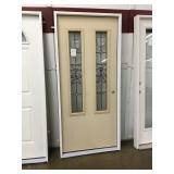 36" fiberglass exterior door w/2 leaded panels