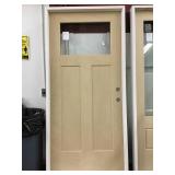 36' LH Woodgrain fiberglass door