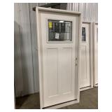 36' LH Patina Leaded Craftsman Ext Door