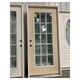 36in x 80in RH wood grain fiberglass 15 lite Door.
