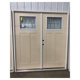 6' RH Patina Leaded Craftsman French Door