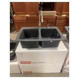 9' Franke Dbl Bowl Sink w/ Faucet & Dispenser