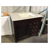 37' Dark Brown Single Bowl Vanity W/ Top
