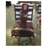 Metal chairs with red cushions x 2