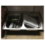 8' Double Bowl SS Kitchen Sink w/ Faucet DISPLAY