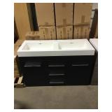 Black double vanity with top