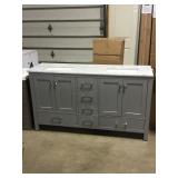 Gray double vanity with top