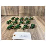 Qty. 13, John Deere Tractors, Metal, 1/64 Scale