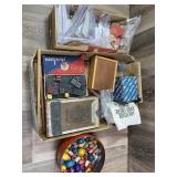 Box of Puzzles, Dominos, Old Wooden Game set, Wood