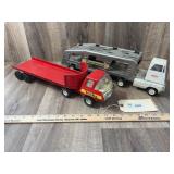 Qty 2 Tonka; Truck w/flatbed Trailer and Truck w/C