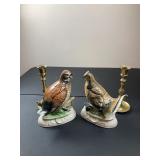 Pair Candlesticks, Pair Porcelain Birds