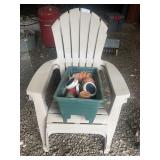 2 Plastic Lawn Chairs and Clay pots