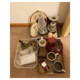 3 Boxes Pewter, Oil Lamps, Misc D©cor