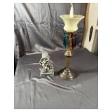 Brass Torchiere Table Lamp With Glass Prisms