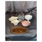 Milk Glass, Amber Glass and Ceramic Tableware