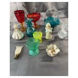Assorted Colored Glass Vessels And Compotes