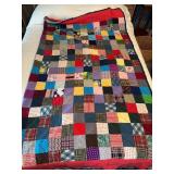 Handmade Patchwork Multicolored Squares Quilt