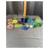Assorted Colored Pressed Glass Dishes And Bowls
