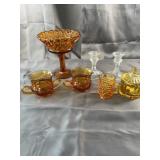 Amber Pressed Glass Tableware Assortment