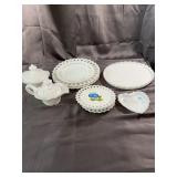 White Milk Glass Dishes And Trays